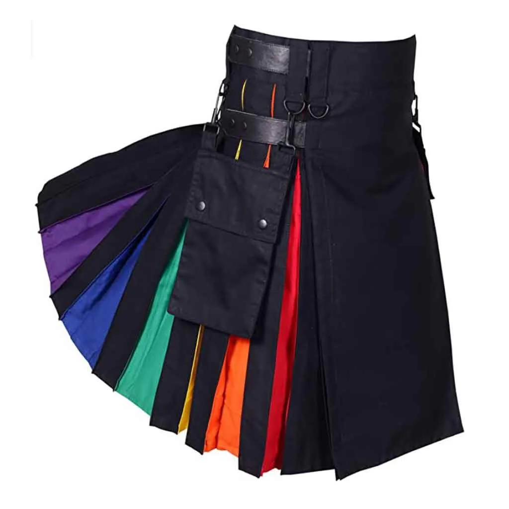 Hybrid Kilts (1) LGBTQ Outfit Hybrid Utility Kilt Rainbow Mardi Gras Attire - Image 1