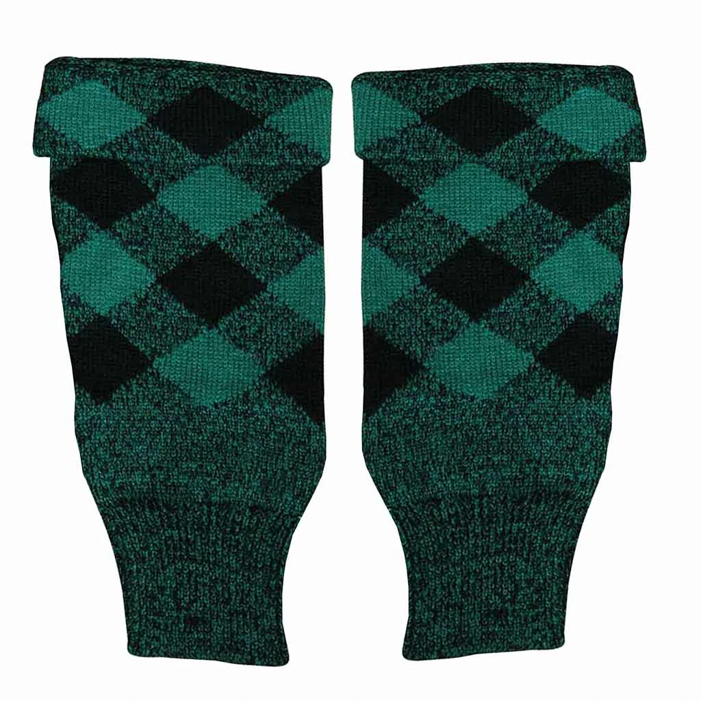 Kilt Hoses (3) Scottish Kilt Hose Top Diced Green & Black - Image 1