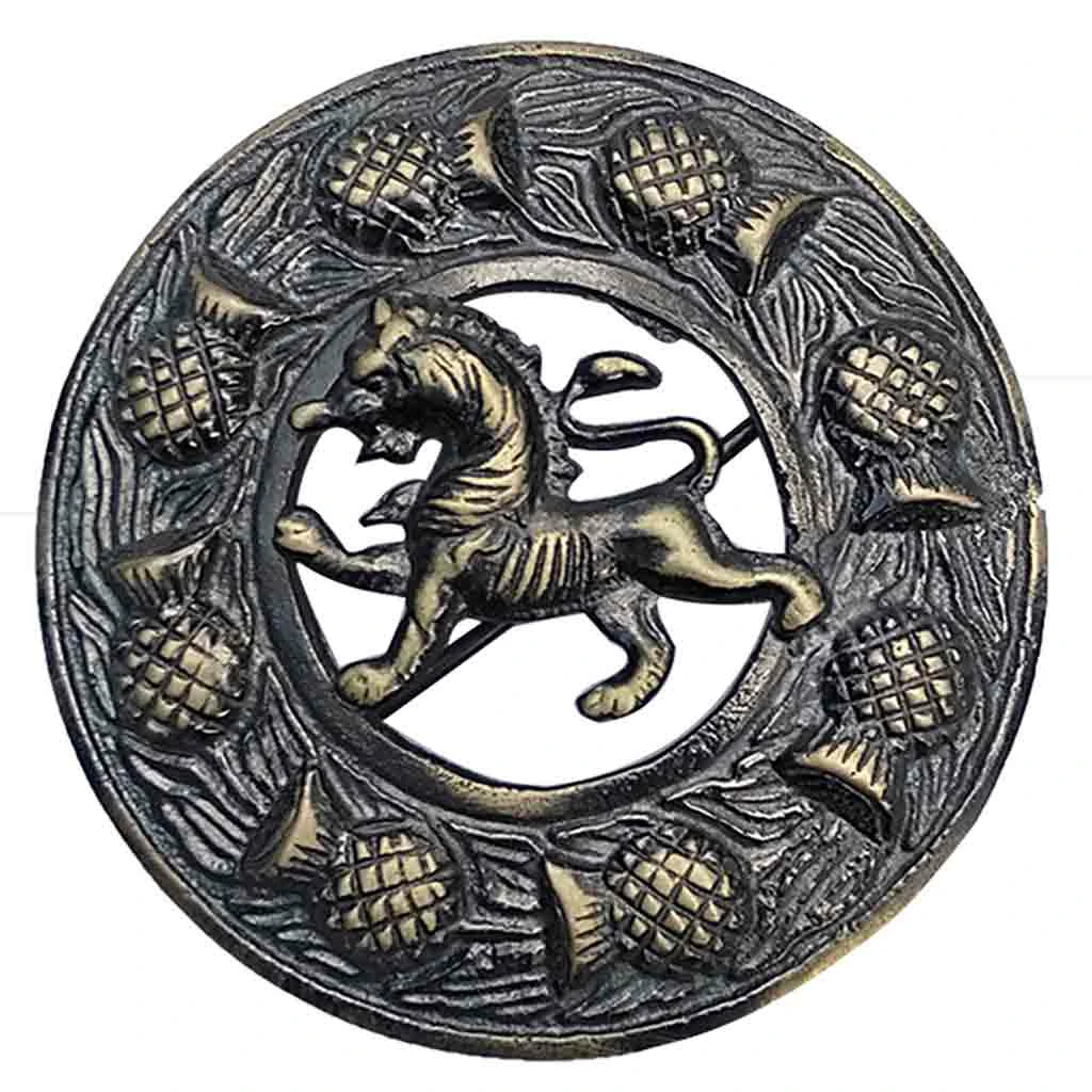 Plaid Kilt Brooches (3) Rampant Lion Mount Fly Plaid Brooch Antique - Image 1